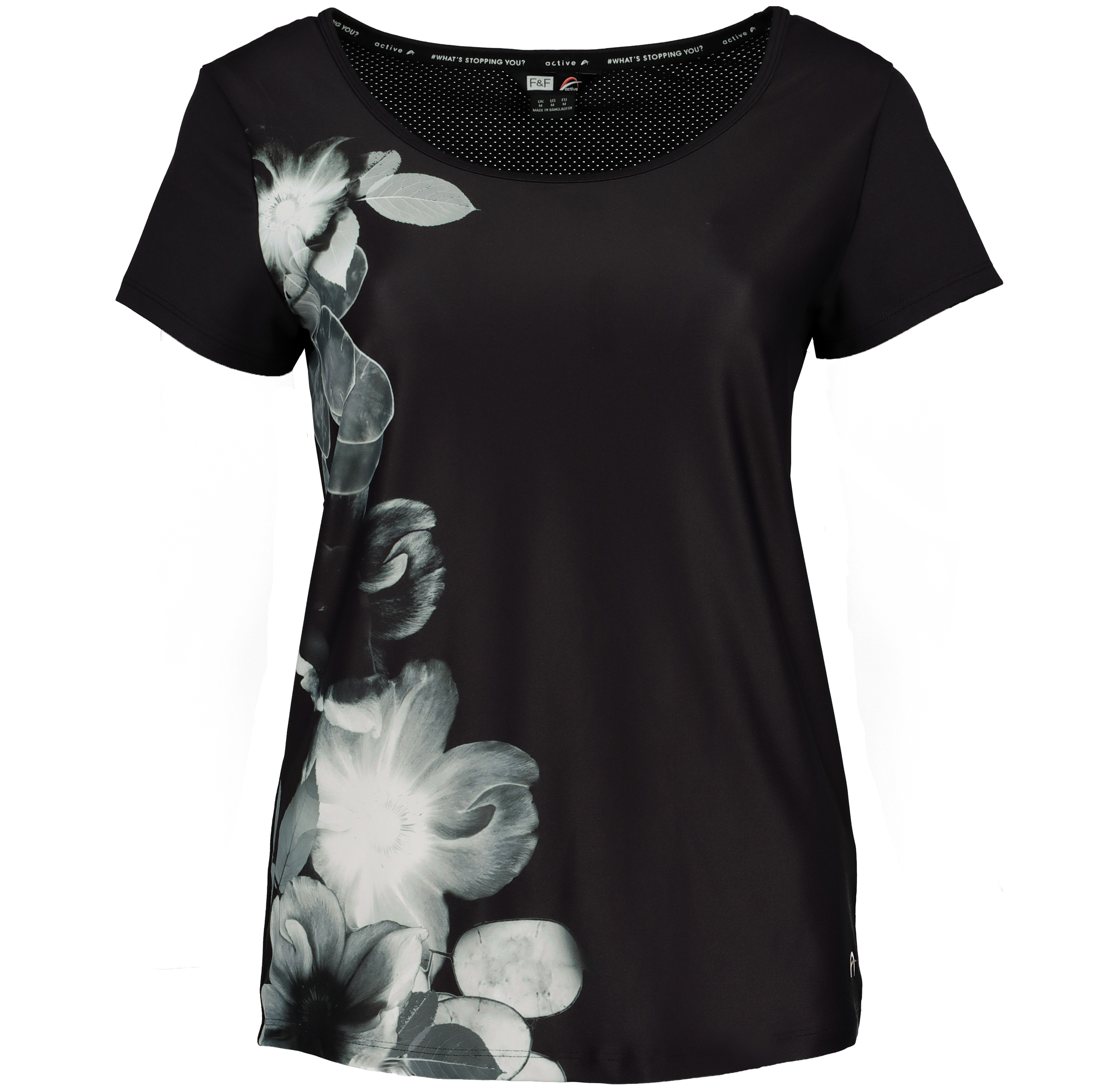  Monochrome Floral Activewear Tee