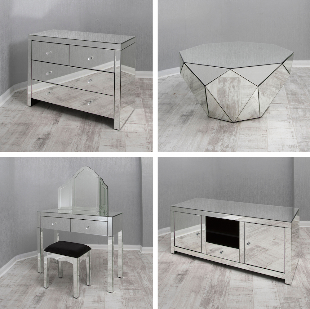 Clear Mirrored Chest of Drawers