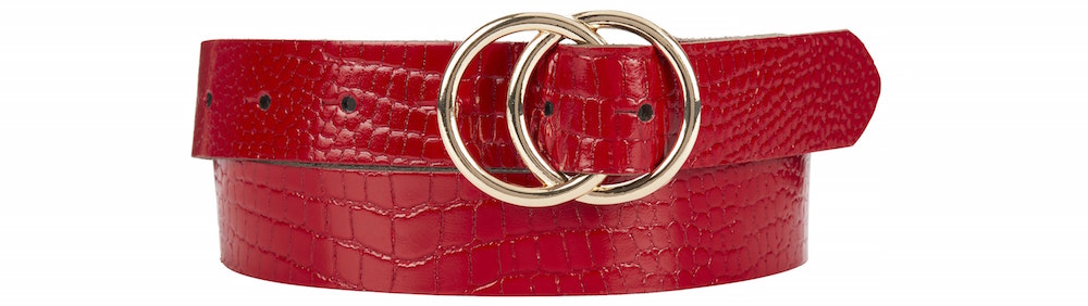 Next Red Croc Effect Circle Buckle Belt Next Red Croc Effect Circle Buckle Belt