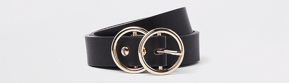 River Island Black Double Ring Mini Jeans Belt River Island Black Double Ring Mini Jeans Belt