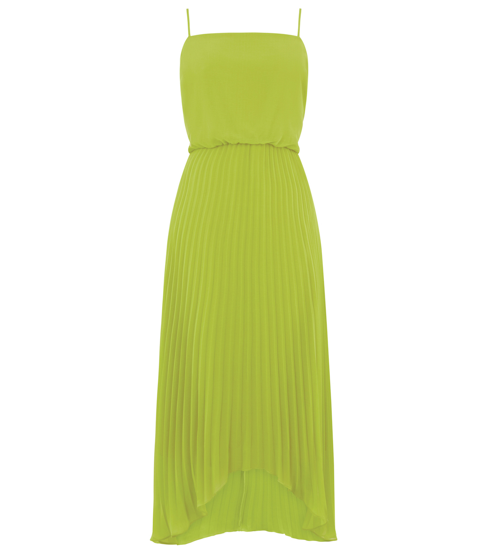 Oasis Lime Pleated Midi Dress