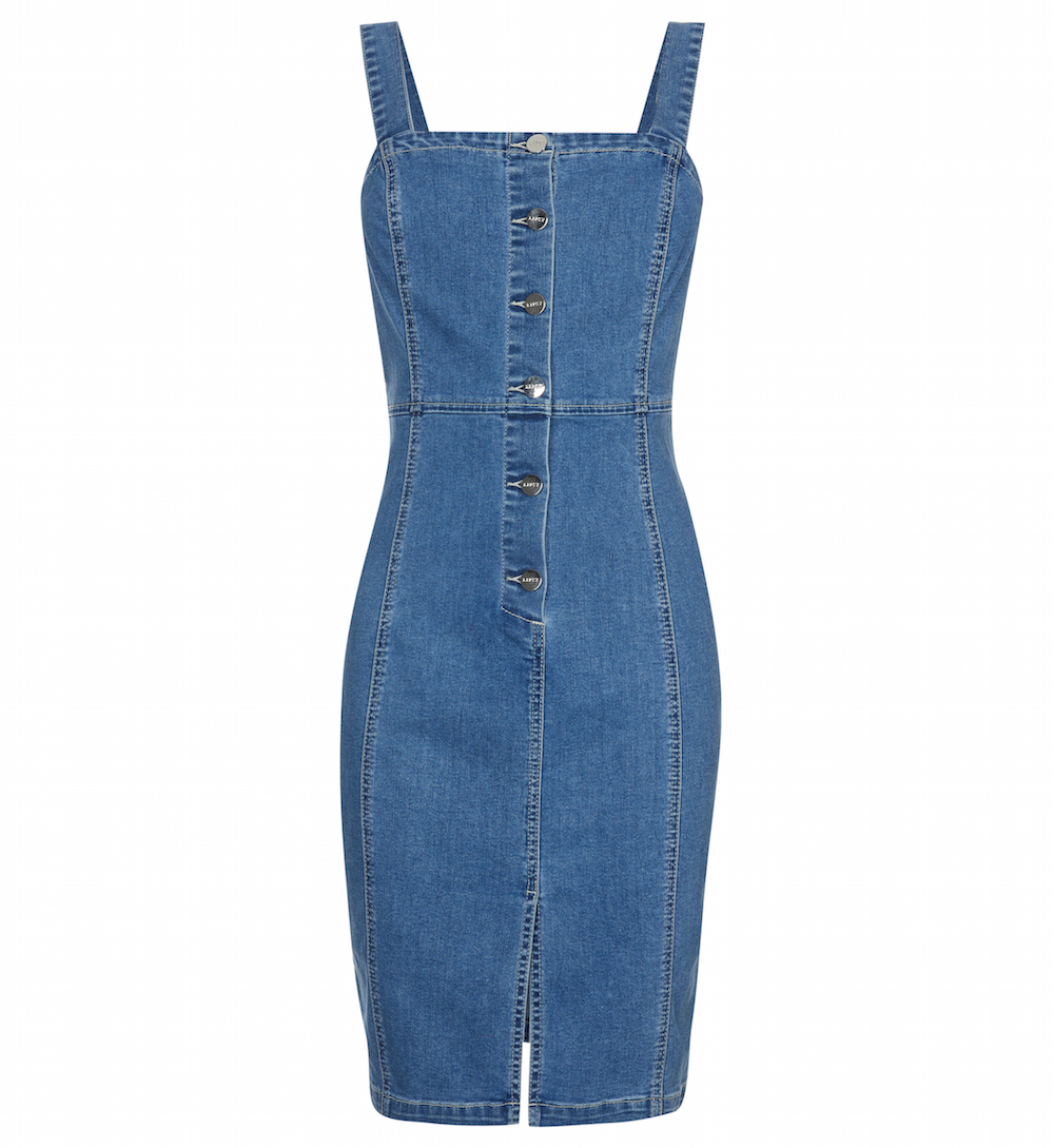 Lipsy Button Through Denim Bodycon Dress