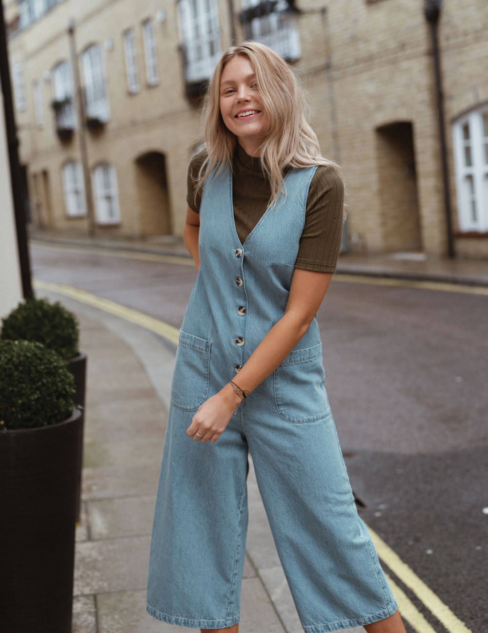 Miss Selfridge Light Blue Denim Button Romper