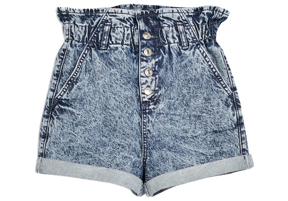 Topshop Acid Wash Paperbag Denim Shorts