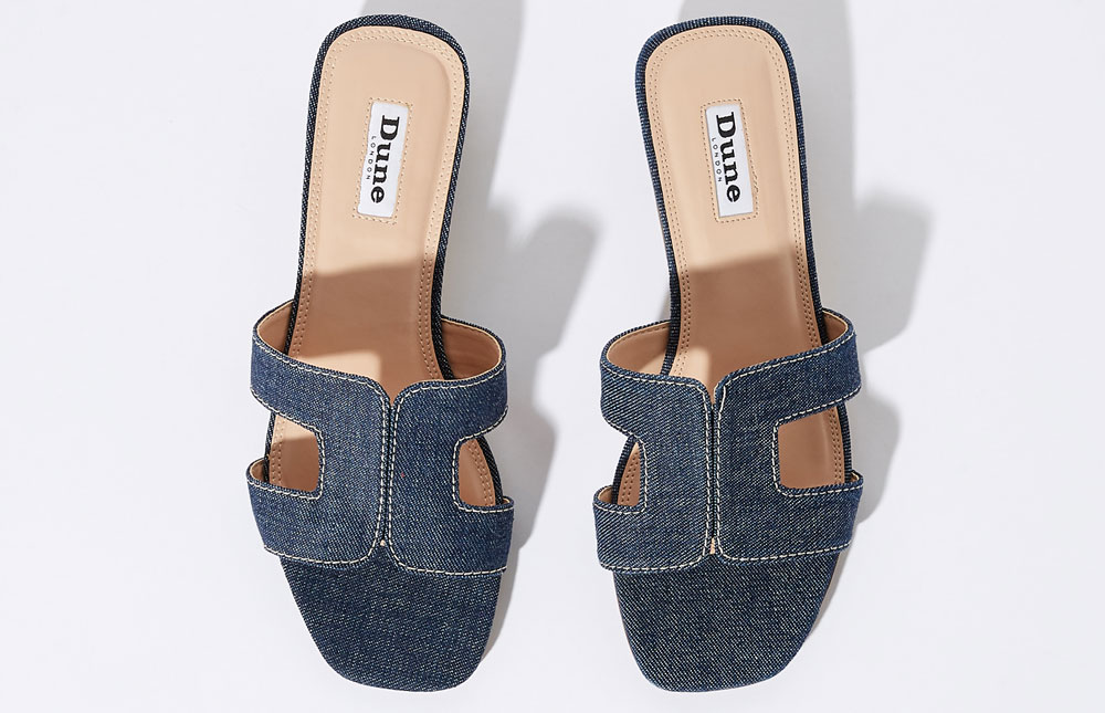 Dune Loupe Denim Smart Slider Sandal, £85/AED396.93