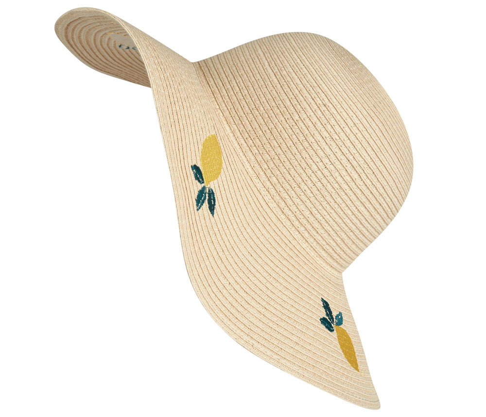 Laura Ashley Natural Lemon Embroidered Straw Floppy Hat