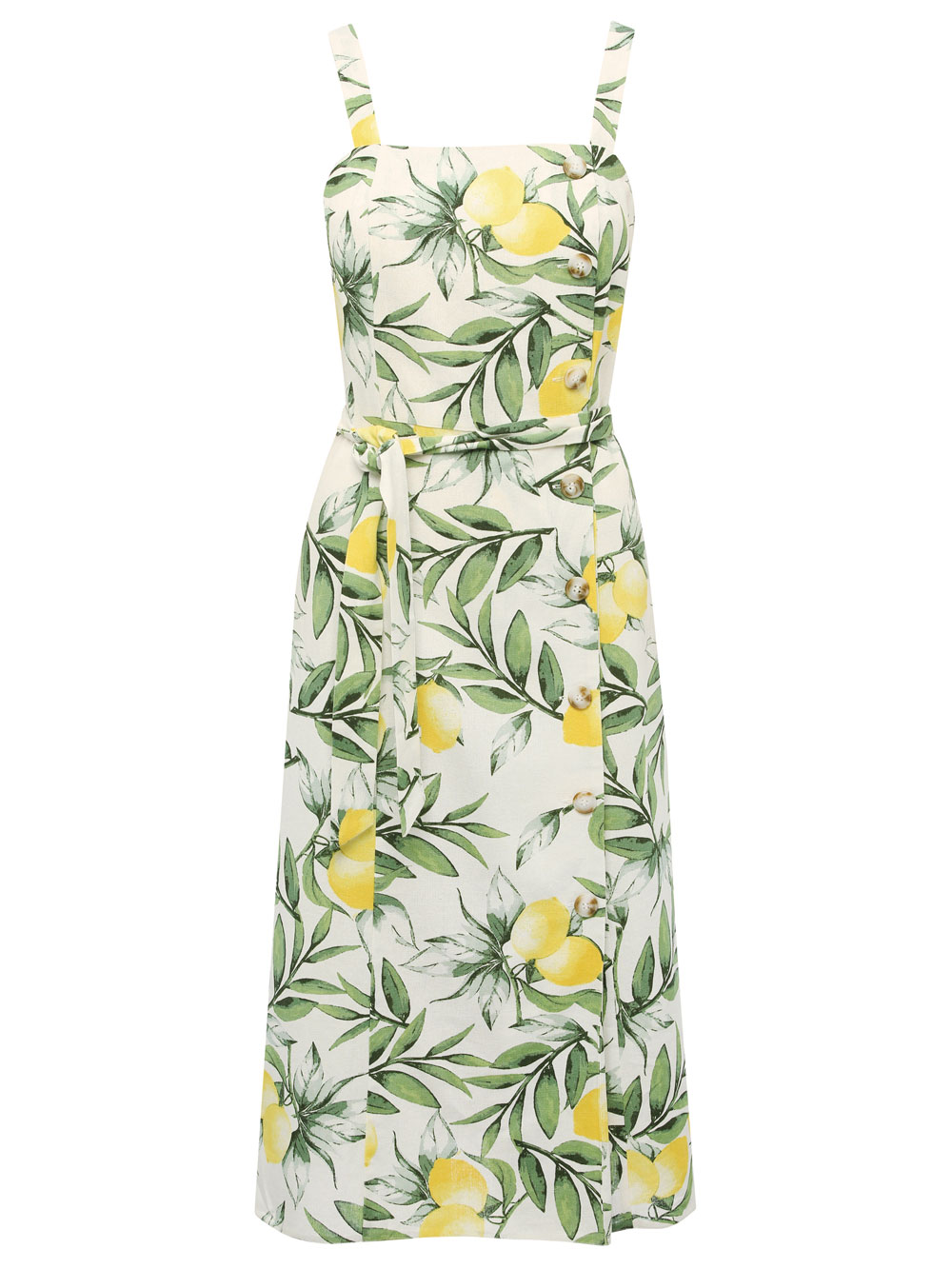 M&Co Lemon Print Linen Midi Dress