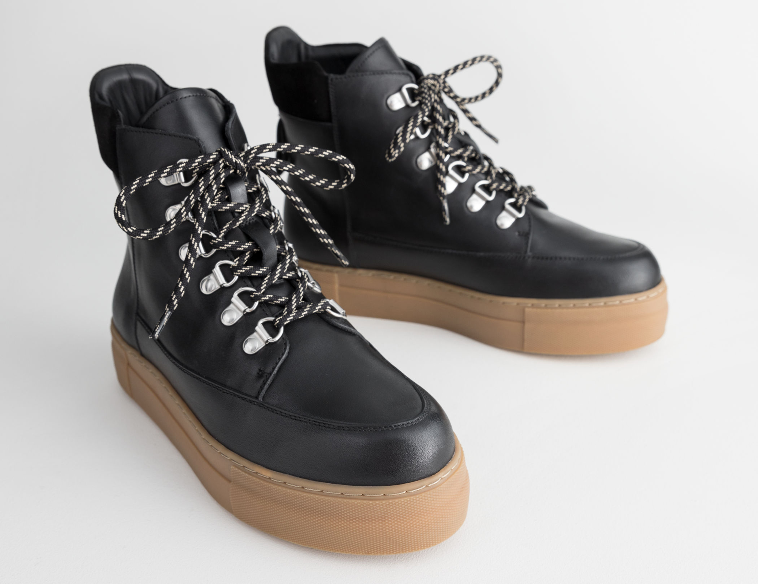 & Other Stories Lace Up Leather Snow Boots, £129/AED582.28