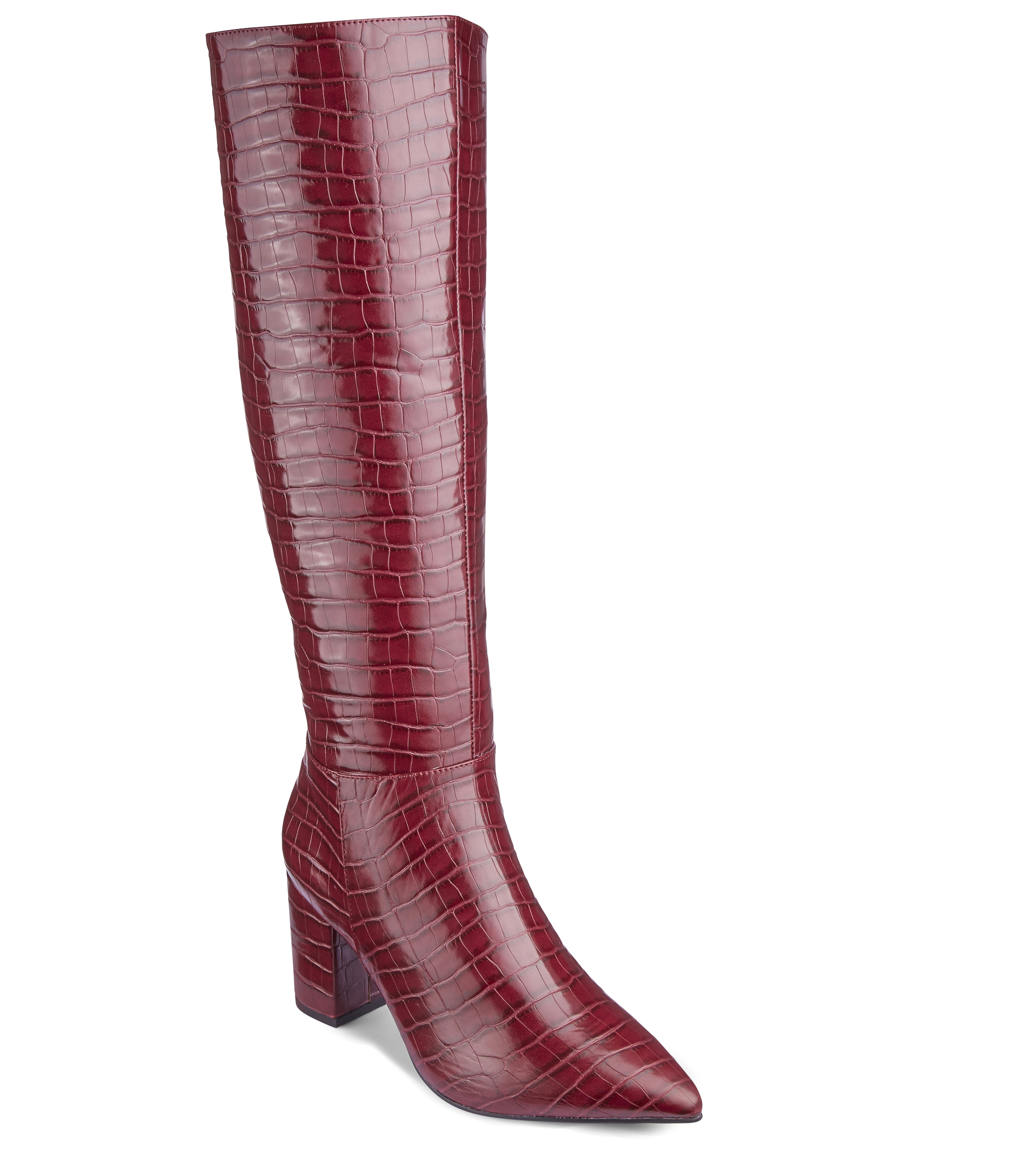 JD Williams Bordeaux High Leg Croc Boots, £59/AED266.31