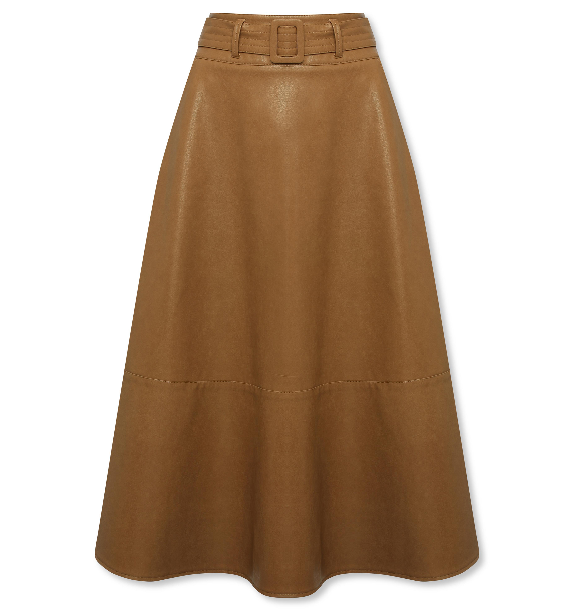 Sonder Studio Tan PU Midi Skirt