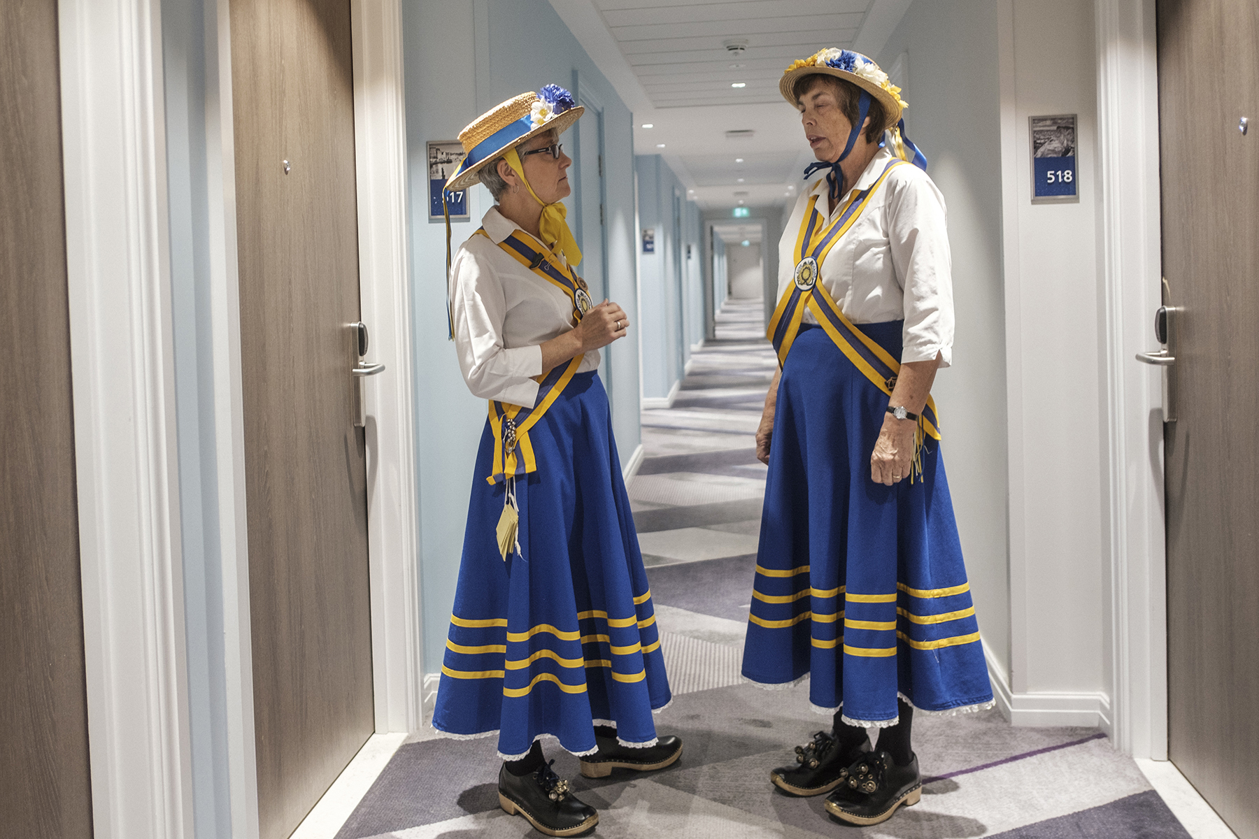 Morris dancers Sylvia and Ruth are captured in Weldon’s series