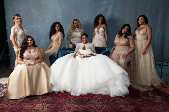 Serena with her bridesmaids and daughter The wedding of Serena Williams and Alexis Ohanian