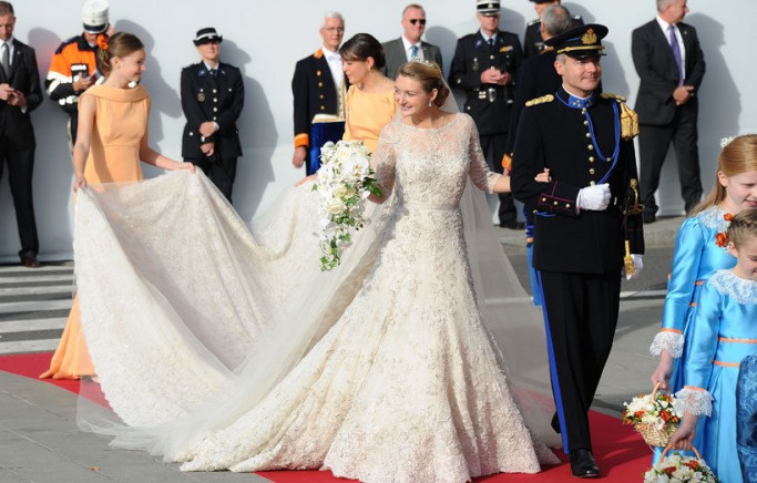 Princess Stéphanie of Luxembourg Famous Brides in Elie Saab Wedding Dresses -Princess Stéphanie of Luxembourg