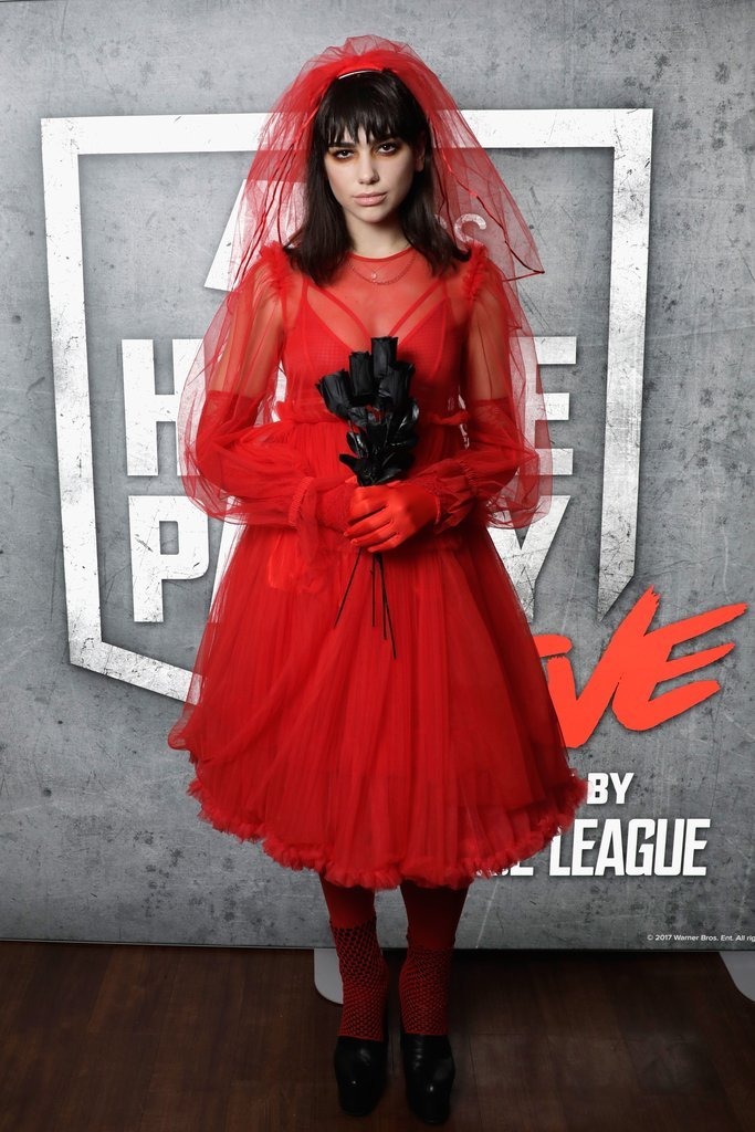 Dua Lipa's as Lydia Deetz from Beetlejuice Dua Lipa Halloween costume 2017