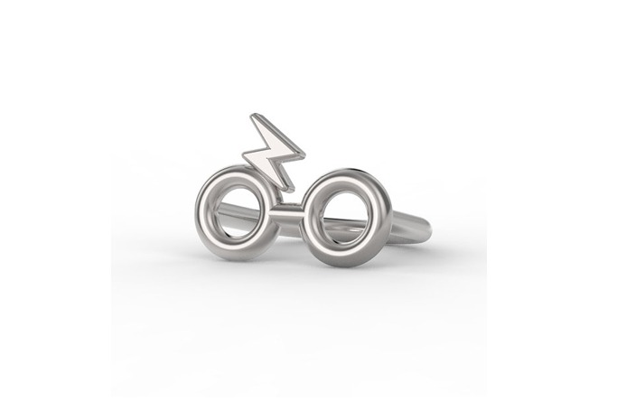 Glasses & Lightening Bolt Silver Sterling Ring Glasses & Lightening Bolt Silver Sterling Ring