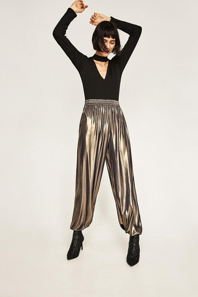 Zara - Metallic Flowing Trousers