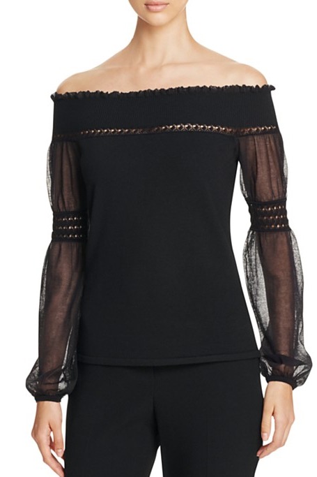 Elie Tahari - Rita Off-the-Shoulder Merino Wool Sweater Elie Tahari - Rita Off-the-Shoulder Merino Wool Sweater
