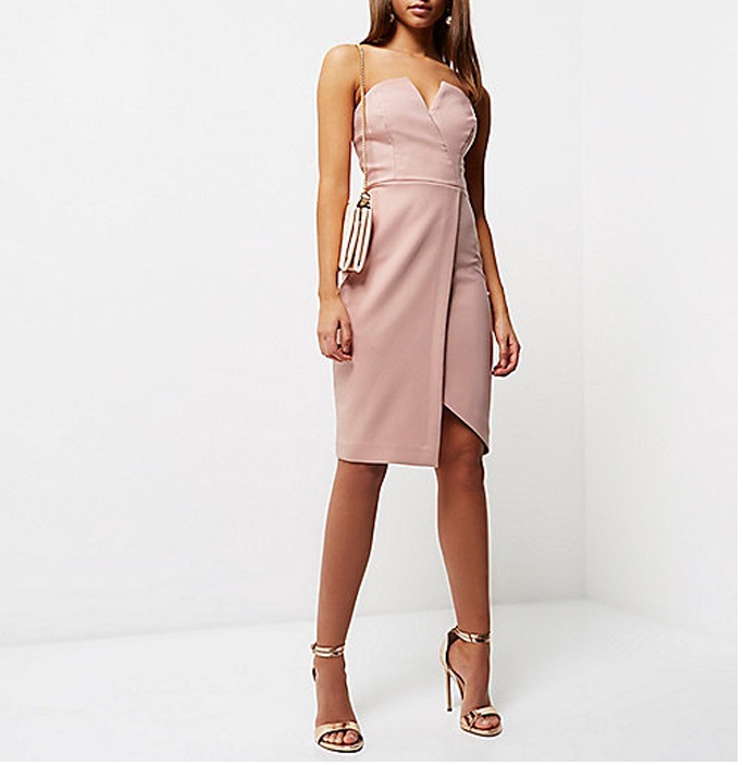 River Island - Blush Pink Bandeau Dress