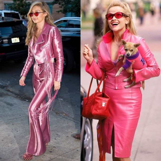gigi hadid channels her inner elle woods and lizzie mcguire