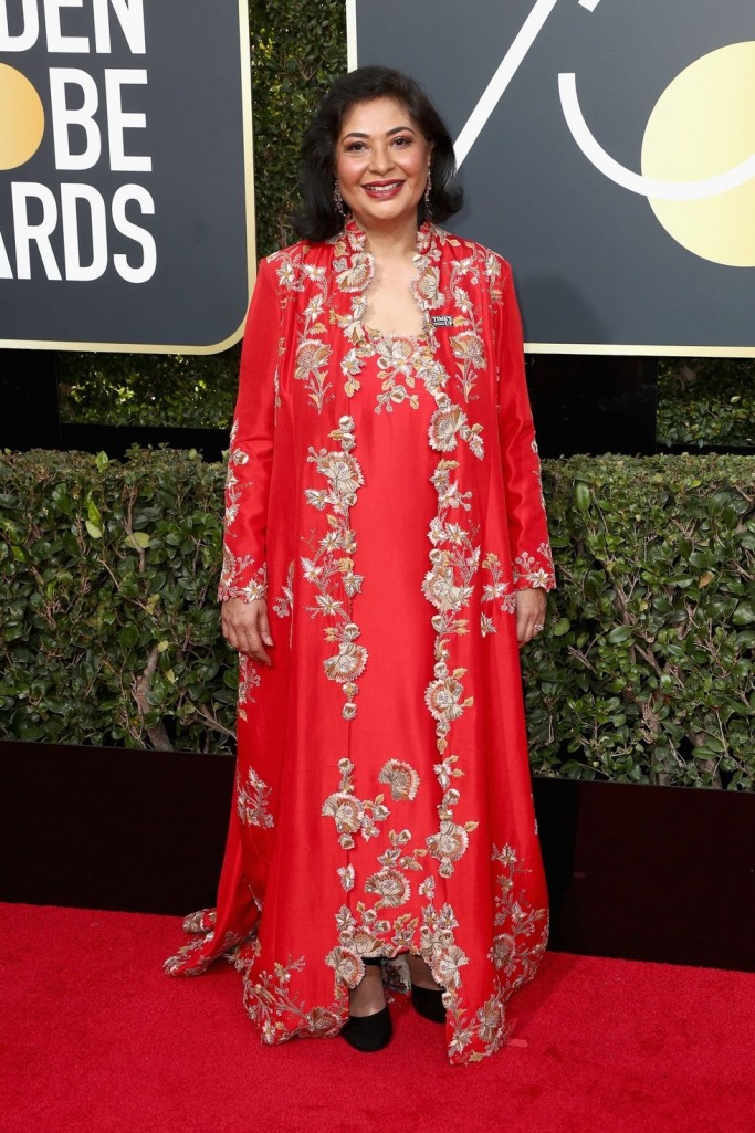 Meher Tatna wore red at the Golden Globes Meher Tatna wore red at the Golden Globes