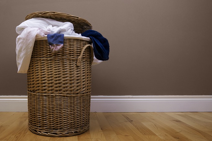 Grab all dirty clothes and put it in a hamper
