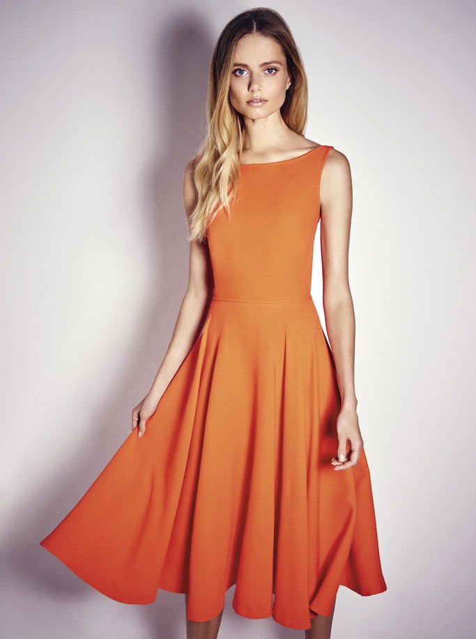 J by Jasper Conran (Debenhams) - Orange Fit and Flare Dress