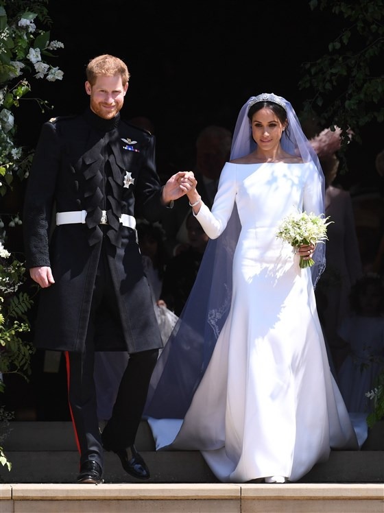 Meghan Markle boat neckline bridal look 