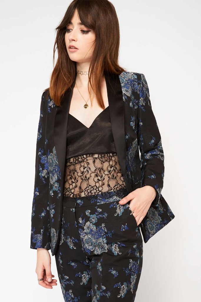  Miss Selfridge - Blue Jacquard Blazer