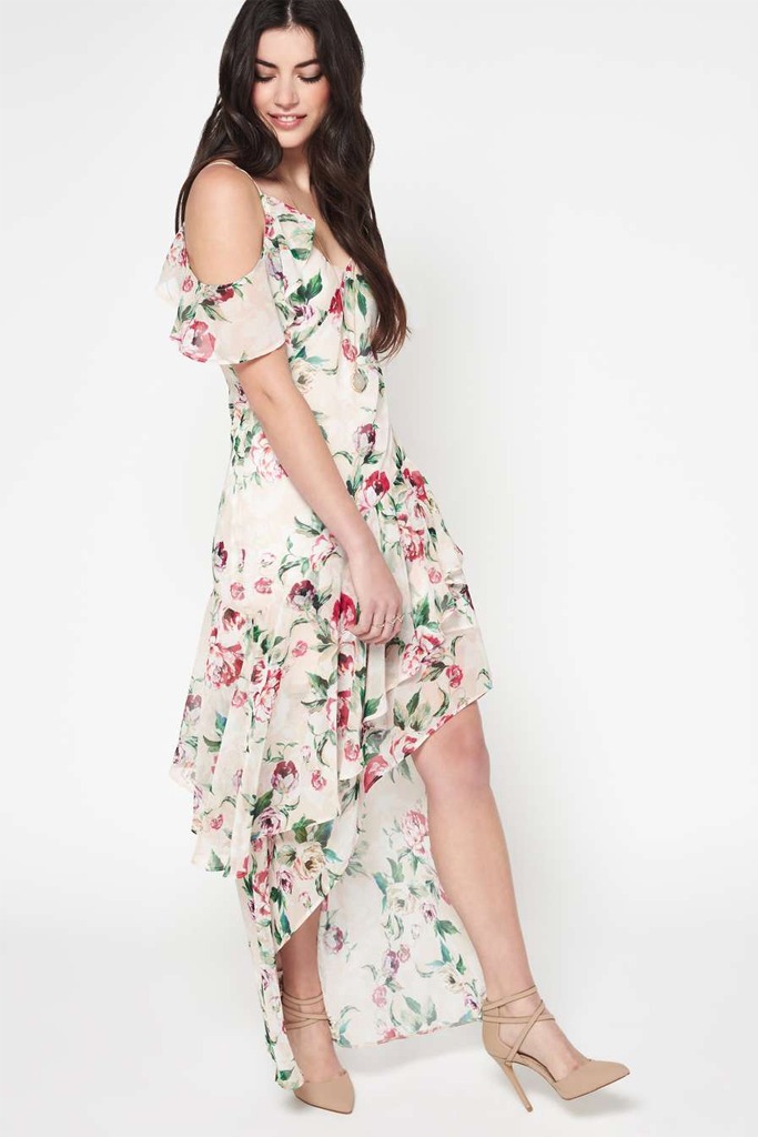 Miss Selfridge - Premium Floral Bias Frill Maxi Dress Miss Selfridge - Premium Floral Bias Frill Maxi Dress
