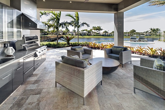 outdoor kitchen with living room