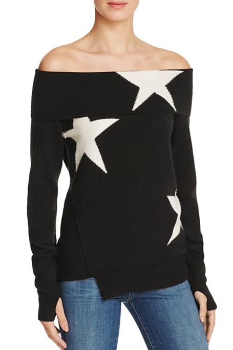 Pam & Gela - Star Intarsia Off-The-Shoulder Sweater Pam & Gela - Star Intarsia Off-The-Shoulder Sweater