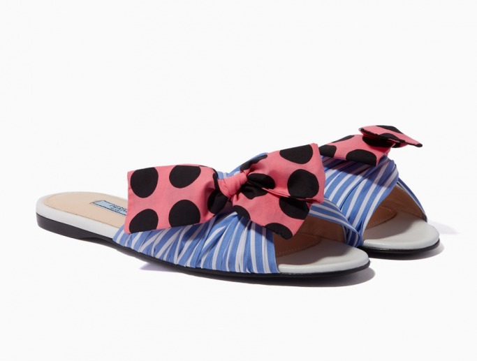 Prada Blue Striped Bow Slippers Prada Blue Striped Bow Slippers