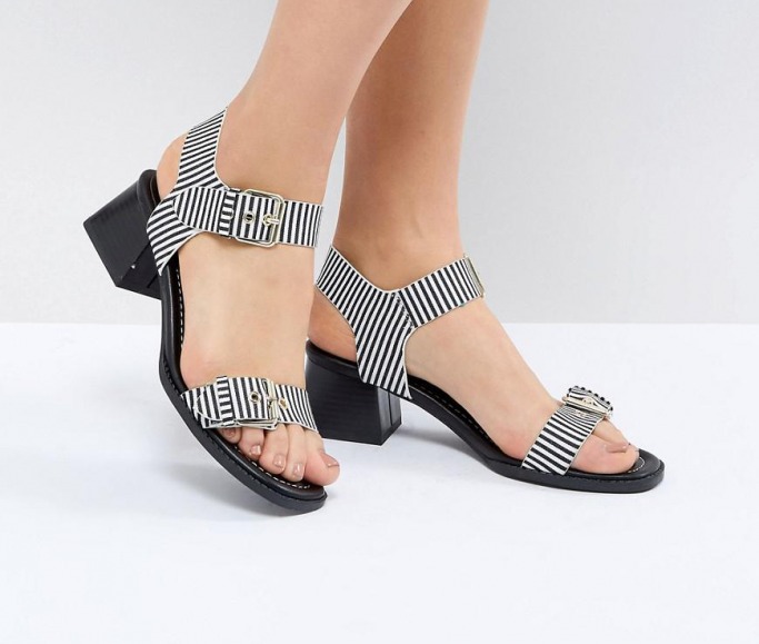 River Island Block Heel Stripe Sandals 