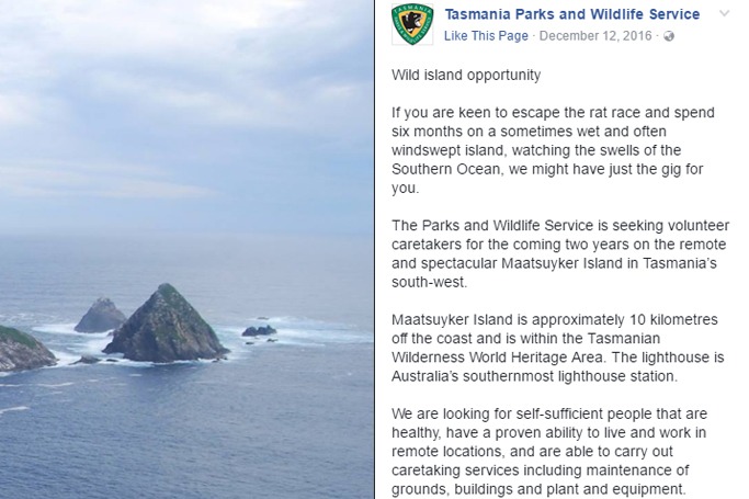 Tasmania Parks and Wildlife Service/ Facebook Tasmania Parks and Wildlife Service/ Facebook