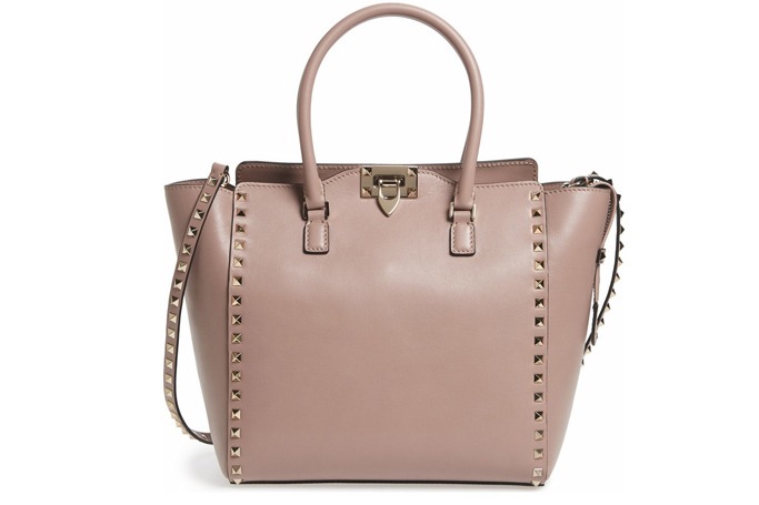 Valentino - 'Rockstud' Leather Double Handle Tote Valentino - 'Rockstud' Leather Double Handle Tote