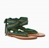 Nupié Green Spetses Embroidered Sandals