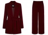 Burgundy Belted Velvet Suit Jacket