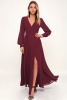 Lulus My Whole Heart Burgundy Long Sleeve Wrap Dress