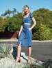 Dorothy Perkins Blue Button Front Square Neck Shift Dress