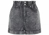 New Look Black Acid Wash Paperbag Denim Shorts