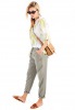 Damart Printed Longline Blouse; Khaki Tencel Trousers; Camel Bag (other items, stylist’s own)