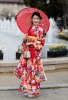 Traditional kimonos are still worn today – as seen on this woman in Tokyo