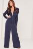 Missguided - Silky Navy Jumpsuit