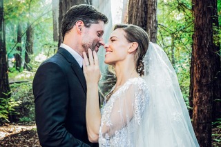 Hilary Swank Wears Elie Saab Couture Bridal Gown