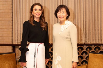 Queen Rania Wore Looks By Jordanian Designers In Japan Ewmoda