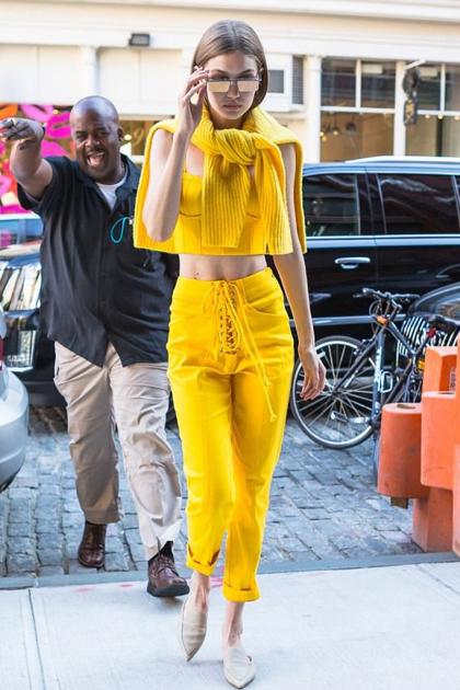 Yay Or Nay Gigi Hadid In A Blinding All Yellow Outfit ewmoda